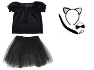 Stroje karnawałowe - ZESTAW KOTEK CZARNY 116-128 5el - miniaturka - grafika 1