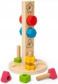 Zabawki interaktywne dla dzieci - BigJigs Układanka drewniana kształty i śruby +12 mc - miniaturka - grafika 1