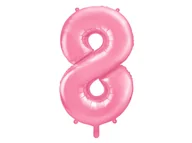Balony i akcesoria - PartyDeco Balon foliowy Cyfra 8, 86cm, różowy FB1P-8-081 - miniaturka - grafika 1
