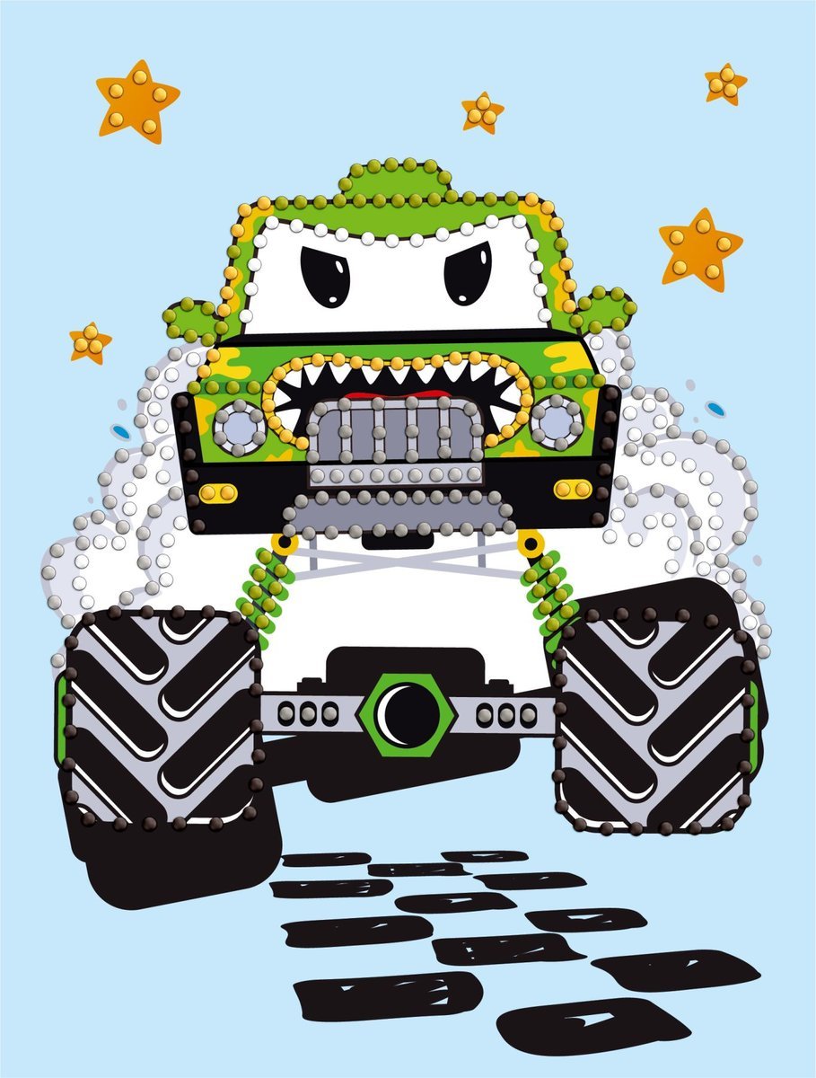 Mozaika diamentowa 15×20 cm częściowe wypełnienie – Kaczka w kosmosie. Zestaw kreatywny Ideyka Zielony samochodzikназва