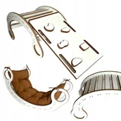 Skoczki dla dzieci - Drewniany Bujak Montessori + Poduszka K + Ścianka - miniaturka - grafika 1