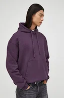 Bluzy męskie - G-Star Raw bluza bawełniana męska kolor fioletowy z kapturem gładka - miniaturka - grafika 1