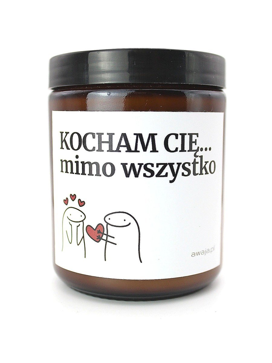 Świeca z napisem – Kocham Cię, prezent walentynkowy z humorem, zapachowa