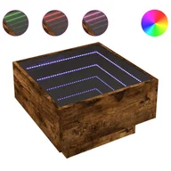 Ławy i stoliki kawowe - vidaXL Stolik kawowy LED dąb wędzony 50x50x30 cm materiał drewnopochodny - miniaturka - grafika 1