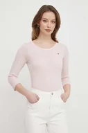 Bluzki damskie - Tommy Hilfiger longsleeve bawełniany kolor różowy - miniaturka - grafika 1