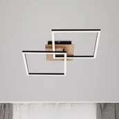 Lampy sufitowe - Briloner Lampa sufitowa LED Frame Switch dim, czarna/drewno - miniaturka - grafika 1