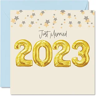 Kartki ślubne dla panny młodej i pana młodego – 'Just Married 2023' – kartki z życzeniami ślubnymi Gratulacje, 'Welde' 'Done Just Marring', kartka z życzeniami ślubnymi dla par - Kartki okolicznościowe i zaproszenia - miniaturka - grafika 1