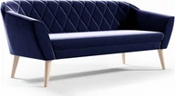 Sofy i kanapy - BETTSO Wygodna tapicerowana sofa 3-osobowa w stylu skandynawskim na drewnianych nogach z eleganckimi przeszyciami VIVA 3 Niebieska Granatowa - miniaturka - grafika 1
