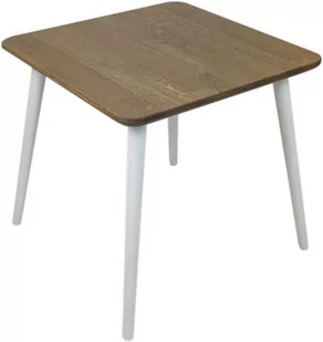 Stolik drewniany, dębowy. Kwadratowy stolik kawowy Ash Grey, Wykończenie nogi - Buk - farba biała, Wysokość [cm] - 54, Wymiary [cm] - 70x70 - Ławy i stoliki kawowe - miniaturka - grafika 1