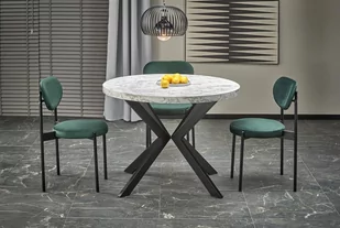 Stół okrągły rozkładany PERONI 100(250)x100 biały marmur/czarny - Stoły - miniaturka - grafika 1