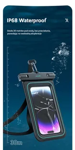 USAMS Etui wodoodporne 6.7" IP68 czarny/black FSD1301 (US-YD013) - Etui i futerały do telefonów - miniaturka - grafika 9