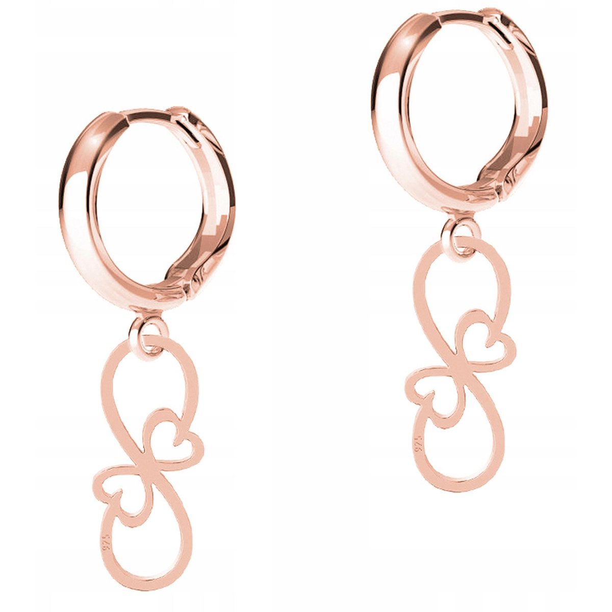 Kolczyki Pozłacane Infinity Serca z Nieskończonością Serduszka SREBRO 925