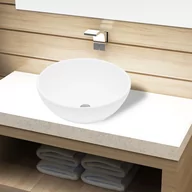 Umywalki - vidaXL Ceramiczna umywalka okrągła biała - miniaturka - grafika 1