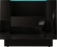 Szafki nocne - MEGSTYL SZAFKA NOCNA 55CM Z SZKLANYM BLATEM ALTA 4 Czarny mat - Czarny połysk - miniaturka - grafika 1