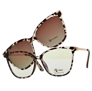 Damskie kocie okulary do komputera z nakładką przeciwsłoneczną Clip-on 2594-1 - Okulary korekcyjne, oprawki, szkła - miniaturka - grafika 1