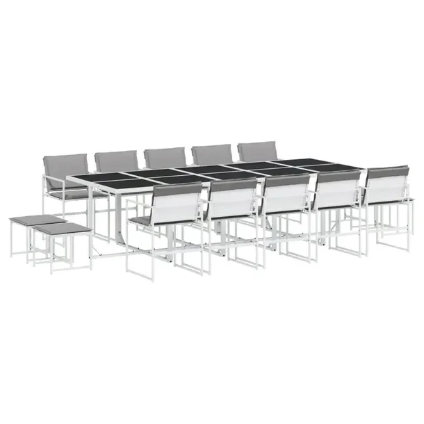 Zestaw mebli ogrodowych 275 x 107 x 72 cm, biały, tkanina textilene, szkł