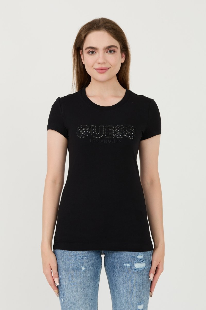 GUESS Czarny damski t-shirt Sangallo Tee M