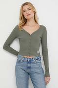 Bluzki damskie - Calvin Klein Jeans longsleeve damski kolor zielony - miniaturka - grafika 1