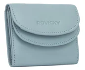 Portfele - Damski skórzany portfel Rovicky na zatrzask minimalistyczna portmonetka na karty i gotówkę, niebieski - miniaturka - grafika 1