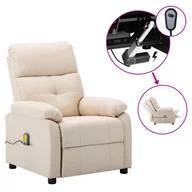 Fotele - vidaXL Lumarko Elektryczny fotel masujący, rozkładany, kremowy, obity tkaniną! 3073821 - miniaturka - grafika 1