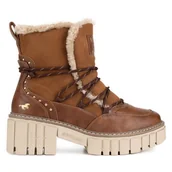 Botki damskie - Botki Mustang 1447-601 Brązowy - miniaturka - grafika 1