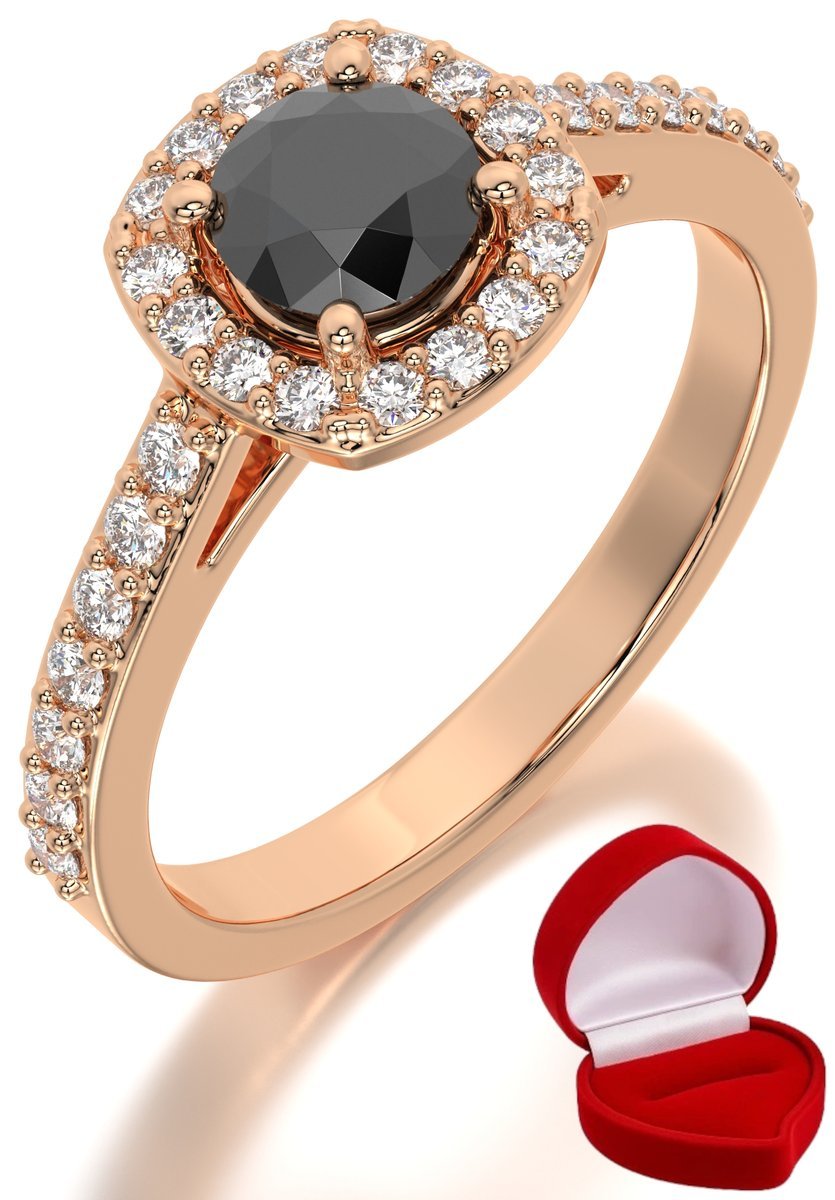 ZŁOTY PIERŚCIONEK ZARĘCZYNOWY 585 14k BRYLANT CZ. 0,50 ct RÓŻOWE ZŁOTO R27