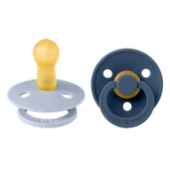 Smoczki uspokajające - Bibs Colour, smoczek uspokajający, kauczukowy, okrągły, rozmiar 2, Dusty Blue & Steel Blue, od 6 miesiąca, 2 sztuki - miniaturka - grafika 1