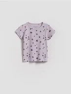 Bluzki dla niemowląt - Reserved - Bawełniany t-shirt z nadrukiem - lawendowy - miniaturka - grafika 1