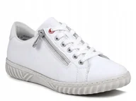 Sneakersy damskie - Buty damskie sportowe sneakersy białe skórzane Rieker N0900-81 40 - miniaturka - grafika 1