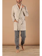 Szlafroki męskie - maryplaid Szlafrok w kolorze beżowym - miniaturka - grafika 1