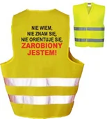 Odzież robocza - NIE WIEM NIE ORIENTUJE SIĘ ZAROBIONY JESTEM - Kamizelka nadruk ostrzegawcza LIBRES POLSKA SP - miniaturka - grafika 1