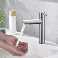 Baterie kuchenne - LOVHAUS Bateria Zimnej Wody do Toalety dla Gości, Bateria ze Stali Nierdzewnej do Umywalek, Wysokość Wylewki 11 cm - miniaturka - grafika 1