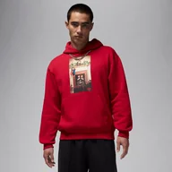 Bluzy męskie - Męska dzianinowa bluza z kapturem Jordan Jumpman Chimney - Czerwony - miniaturka - grafika 1