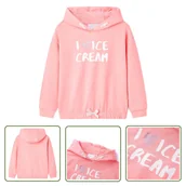 Bluzy dla dziewczynek - Bluza dziecięca z kapturem - jasnoróżowa - 116 - Bluza Dziewczęca - miniaturka - grafika 1