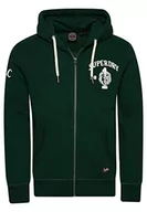 Bluzy męskie - Superdry Vintage Collegiate Ziphood Bluza męska, Szmaragdowy Zielony, XXL - miniaturka - grafika 1