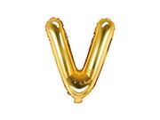 Balony i akcesoria - Party Deco Balon foliowy litera "V" złota - 35 cm FB2M-V-019 - miniaturka - grafika 1