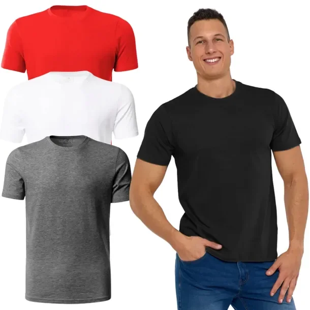 4x T-Shirt Koszulka Męska Bawełniana Klasyczna Krótki Rękaw Zestaw MORAJ XL