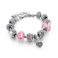 Bransoletki - Bransoletka modułowa Charms Beads Różowe Serce Murano - miniaturka - grafika 1