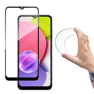 Wozinsky Full Cover Flexi Nano folia szklana szkło hartowane z ramką Samsung Galaxy A03s czarny hurtel-77124-0 - Szkła hartowane na telefon - miniaturka - grafika 1