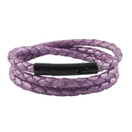 Naszyjniki męskie - König Design skórzany naszyjnik skórzany pasek skórzana bransoletka 4 mm męski naszyjnik 17 cm - 100 cm pleciony, długość: 21 centymetrów, kolor: fioletowy metalik - miniaturka - grafika 1