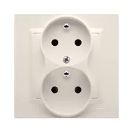Gniazdka elektryczne - Kontakt Simon KONTAKT_SIMON Gniazdo podwójne z uziemieniem i funkcją niezmienności faz i ochroną styków SIMON 10 Kremowy CGZ2TZ/41 - miniaturka - grafika 1
