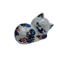 Figurki dekoracyjne - Ceramiczny kotek spioch Ceramika Bolesławiec - miniaturka - grafika 1