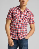 Koszule męskie - Męska Koszula Materiałowa Lee Ss Western Aurora Red L640Kknv-M - miniaturka - grafika 1