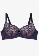 Biustonosze - Granatowo-Różowy Biustonosz Push Up Ozdobiony Koronką Nalisse - Born2be - miniaturka - grafika 1