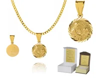 Biżuteria dla dzieci - Złoty łańcuszek srebro Medalik I Komunia Święta 40 cm DEDYKACJA P4M30 - miniaturka - grafika 1