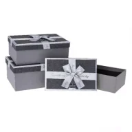 Opakowania i torebki na prezenty - Pudełko prezentowe z kokardą 3szt srebrny ROZETTE - miniaturka - grafika 1