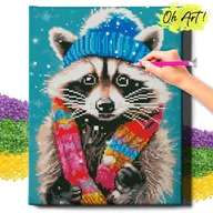 Zabawki kreatywne - Diamond Painting 5D Z Ramą Szop w czapce Haft Diamentowy 30X40 Mozaika Zwierzęta Dla Dzieci Oh Art! - miniaturka - grafika 1