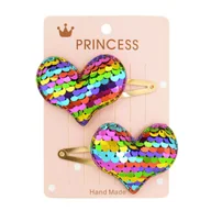 Ozdoby do włosów - Spinki do Włosów Kolorowe Zestaw 2 Sztuki Serca Błyszczące dla Dzieci - miniaturka - grafika 1