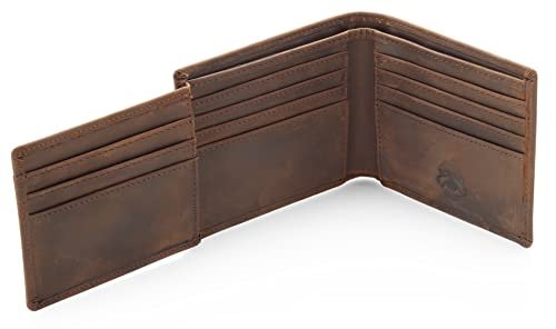 Stealth Mode Męski potrójnie składany skórzany portfel - męski skórzany portfel RFID z okienkiem na identyfikator, Brown, Jeden rozmiar, Portfel blokujący RFID dla mężczyzn