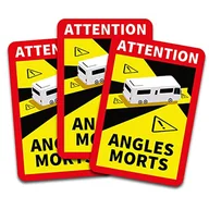 Akcesoria motoryzacyjne - Attention Angles Morts naklejka samoprzylepna, odporna na działanie promieni UV, odporna na warunki atmosferyczne, R145, 25 x 17 cm (samochód kempingowy, 3 sztuki) - miniaturka - grafika 1